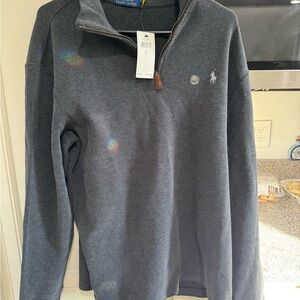 Polo by Ralph Lauren Cotton Rib Zip Sweater. Gray. L NWT